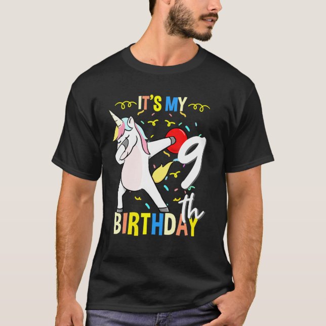 Min 9:e födelsedagskalender Unicorn Bowling T Shirt (Framsida)