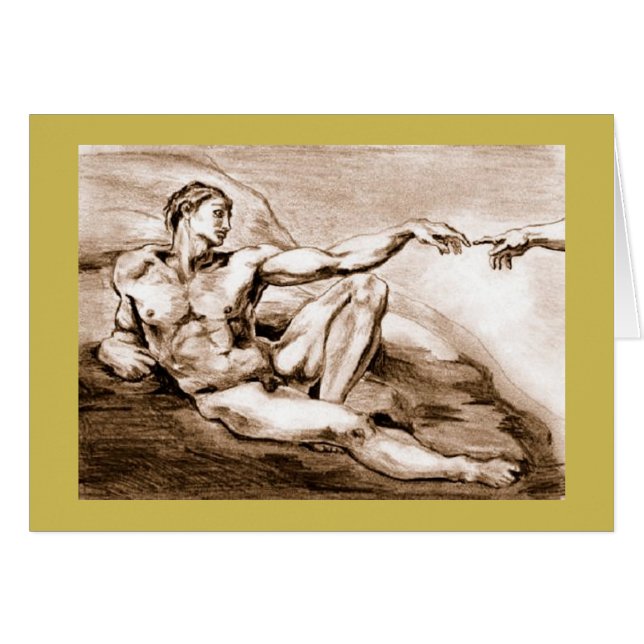 Min Adam teckning 2004 efter Michelangelo Hälsningskort (Framsidan Horizontal)