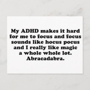 Min ADHD Focus Hocus Pocus Vykort