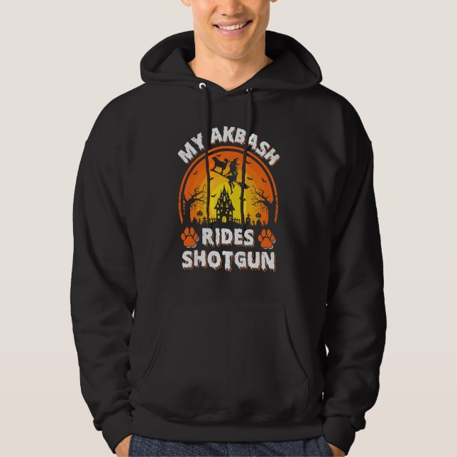 Min Akbash Hund Ridd Heksa Hagelgevär Halloween Hoodie (Framsida)
