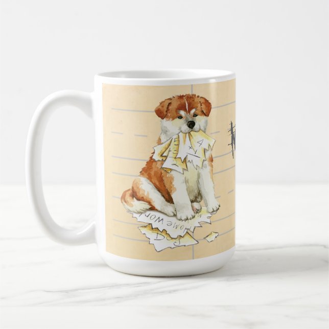 Min Akita Ate Min hemläxa Kaffemugg (Vänster)