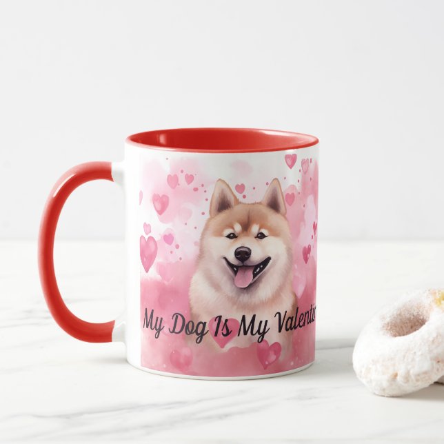 Min Akita Hund är min Valentine Personlig Namn Mugg (Med munk)