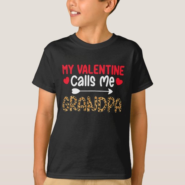 Min Alla Hjärtans Dag kallar mig Farfar Leopard Bu T Shirt (Framsida)