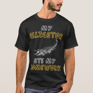 Min Alligator åt Min Hemläxor Krokodil Kid Tillbak T Shirt