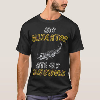 Min Alligator åt Min Hemläxor Krokodil Kid Tillbak T Shirt
