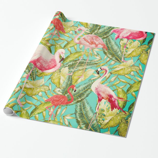 Min Aloha trädgård för djungelfågelFlamingo Presentpapper (Utrullad)