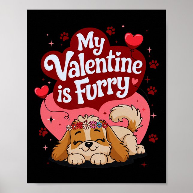 Min älskling är en lurvig söt hund tematiserad kär poster (Framsidan)