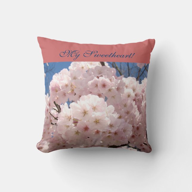 Min älskling! kuddar Rosa Fluffiga Vårblommor (Framsida)