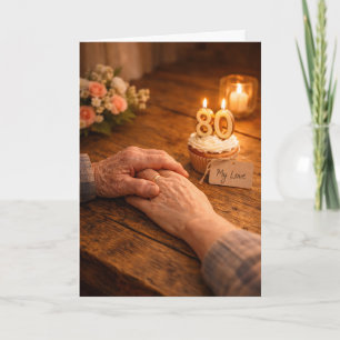 Min älsklings 80-års romantiska ljusstake Cupcake Kort