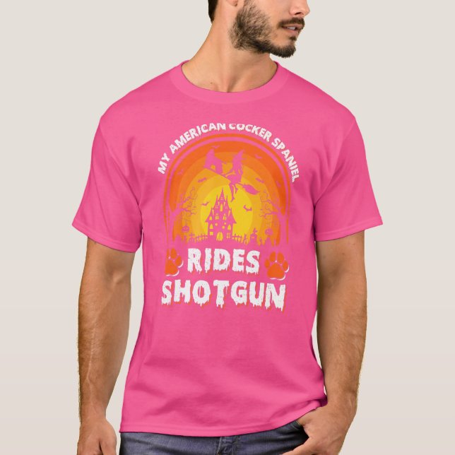 Min amerikanska Cocker Spansk Hund Ride Witch Pist T Shirt (Framsida)