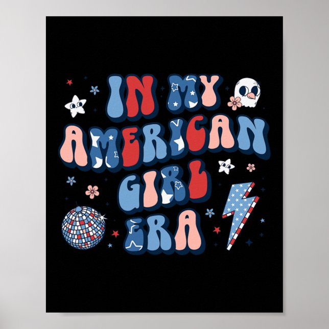 Min amerikanska flicka Era Retro 4:e juli fjärde G Poster (Framsidan)