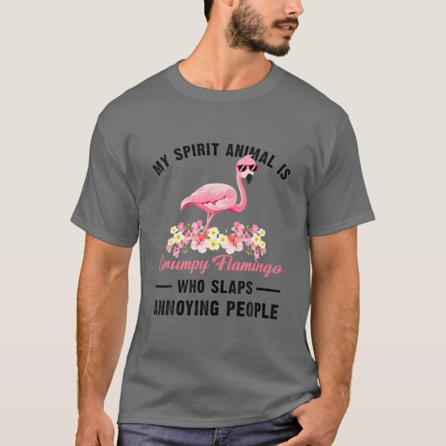 Min andliga djur är en grumlig Flamingo T Shirt (Framsida)
