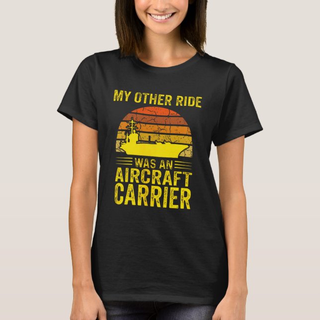 Min andra åktur var en hangarfartyg Navy Sunset T Shirt (Framsida)