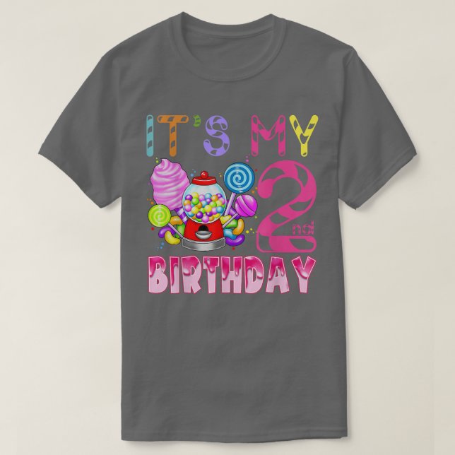 Min andra födelsedag Candyland Birthday Girl T Shirt (Design framsida)