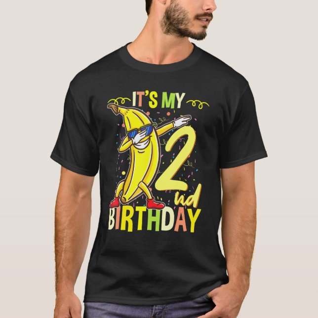 Min andra födelsedag Dabbing Banana T Shirt (Framsida)