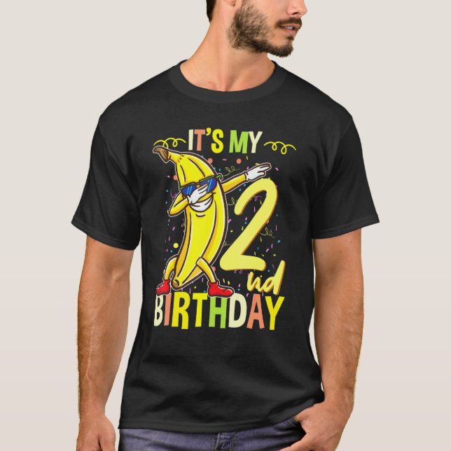 Min andra födelsedag Dabbing Banana T Shirt (Framsida)