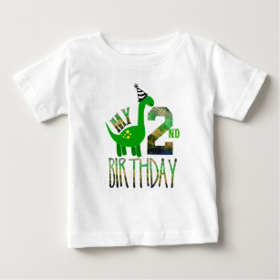 Min andra födelsedag Dinosaur Party Baby T-Shirt