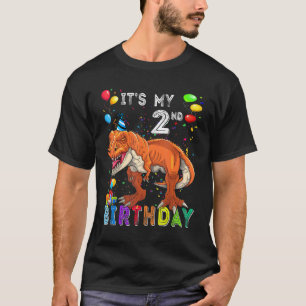 Min andra födelsedag Lycklig 2 år Dinosaur Rex Bd T Shirt