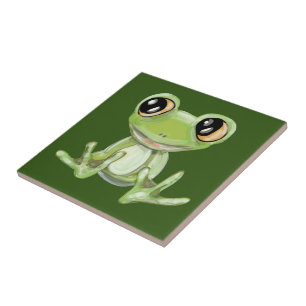 Min andra Grönt Frog Friend Ceramic Tile Kakelplatta