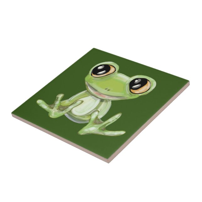 Min andra Grönt Frog Friend Ceramic Tile Kakelplatta (Sidan)