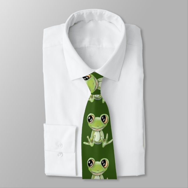 Min andra Grönt Frog Friend Neck Tie Slips (Bunden)