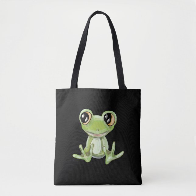 Min andra Grönt Frog Friend Shoulder Tote Bag Tygkasse (Framsida)