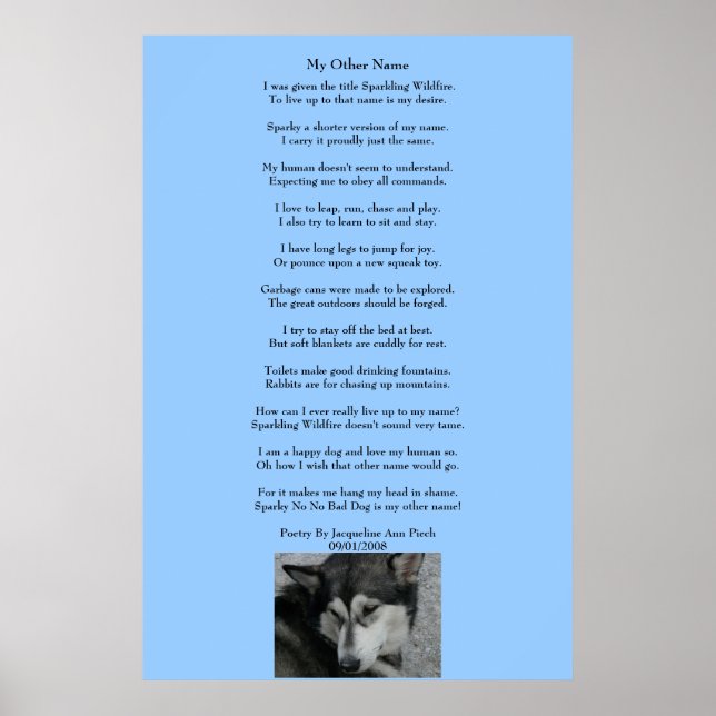 Min andra Namn-poesi Poster (Framsidan)