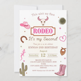 Min andra Rodeo 2-års födelsedag Cowboy Inbjudningar