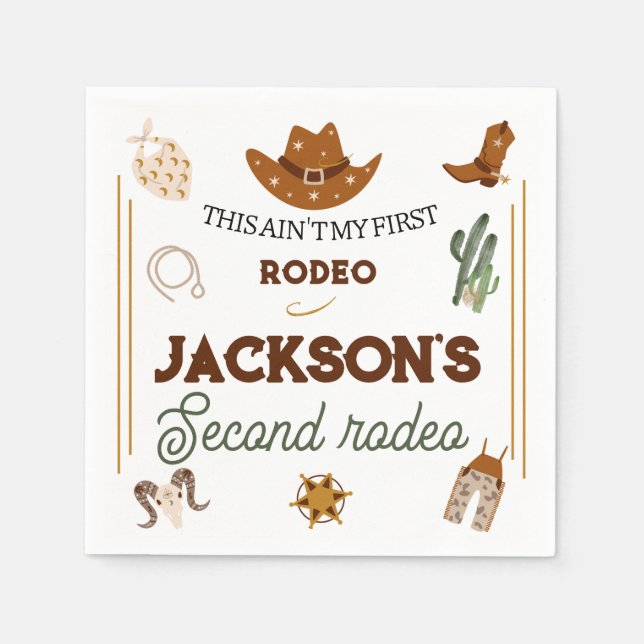 Min andra Rodeo Birthday-Vilda western Pappersservett (Framsidan)