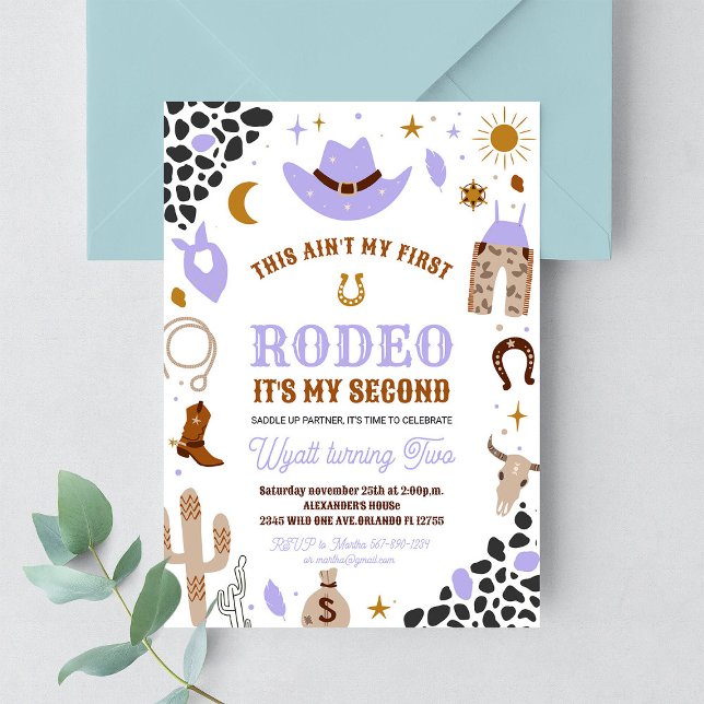 Min andra rodeo cowgirl 2-års födelsedagsinbjudan inbjudningar (Skapare uppladdad)