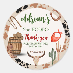 Min andra Rodeo Party Cowboydag Runt Klistermärke