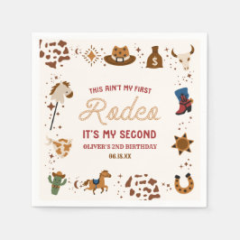 Min andra Rodeo Western Cowboy 2:a födelsedagen Pa Pappersservett
