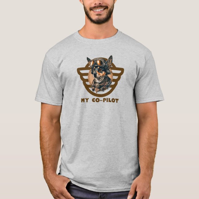 Min andrapilot typografi & Hundpilot,Enkel flygnin T Shirt (Framsida)