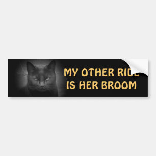 Min annan ritt är henne kvasten - svart katt bildekal