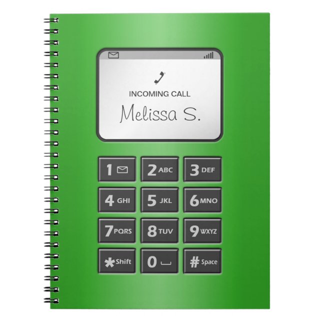 Min annan telefon - grön anteckningsbok (Framsidan)