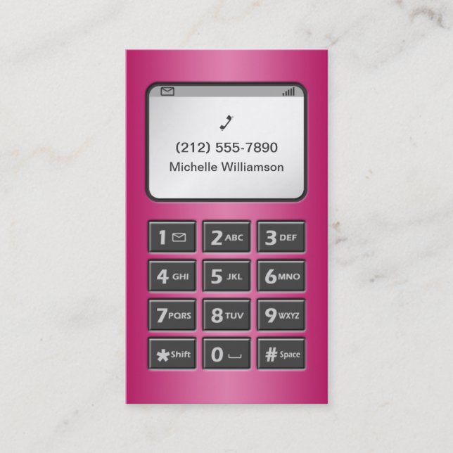Min annat telefon - Fuchsia visitkortar Visitkort (Framsida)