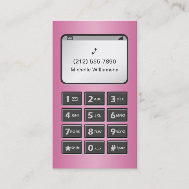 Min annat telefon - rosa visitkortar visitkort (Framsida)