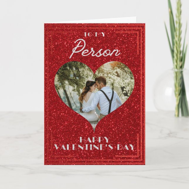 Min Anpassningsbar Photo Glitter Valentine Card Kort (Framsida)