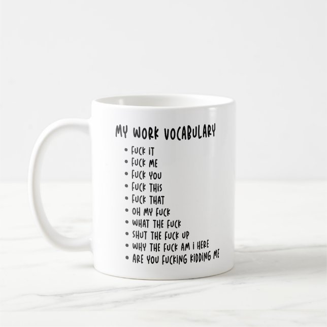 Min arbetsrelaterade ordförråd - Roligt födelsedag Kaffemugg (Vänster)