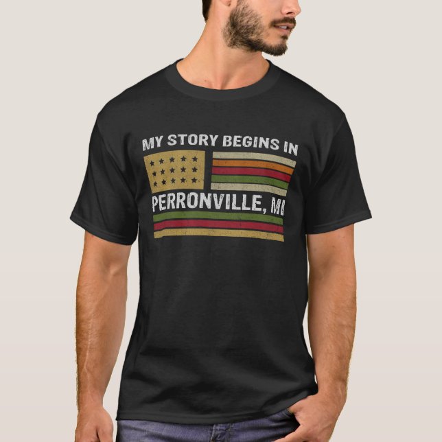 Min artikel börjar i PERRONVILLE MI T Shirt (Framsida)