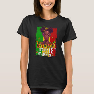 Min artonde födelsedag 18 år gamla svarta Melanin T Shirt