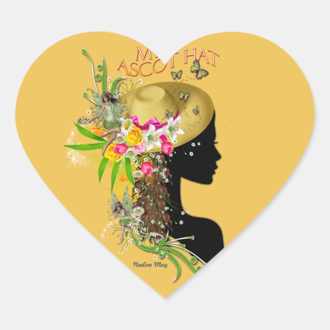 Min Ascot Hat Hjärtformat Klistermärke (Framsida)