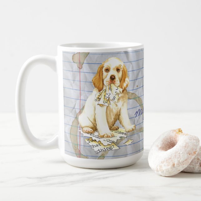 Min åt för Clumber Spaniel som min kurs planerar Kaffemugg (Med munk)
