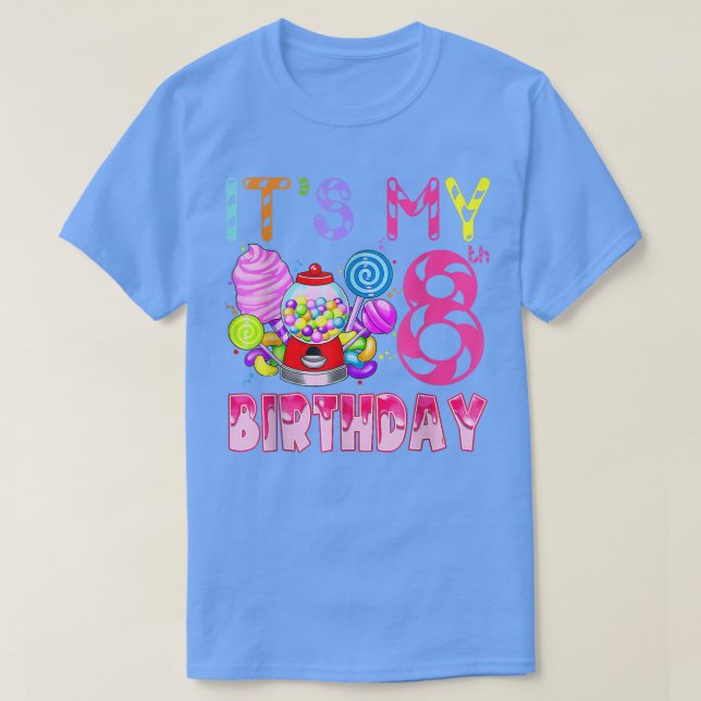 Min åttonde födelsedag Candyland Birthday Girl T Shirt (Design framsida)