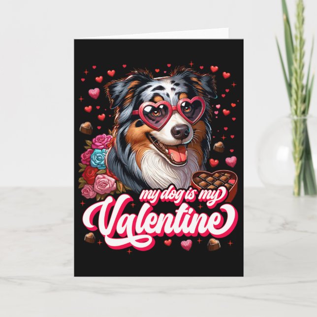 Min Aussie är min Valentine Tee Hundälskare Outfit Kort (Framsida)