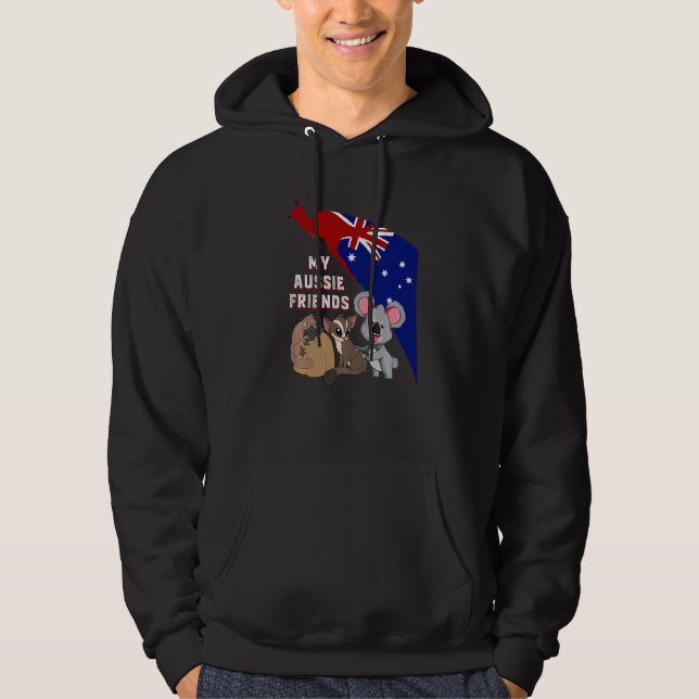 Min Aussie Friends Sugar Glider Koala Platypus Aus Hoodie (Framsida)