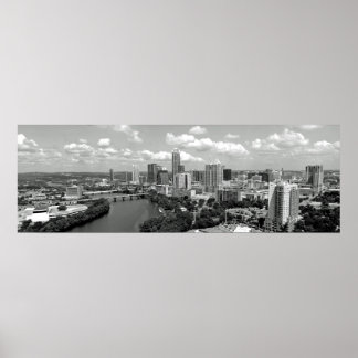 Min Austin Skyline BW Poster