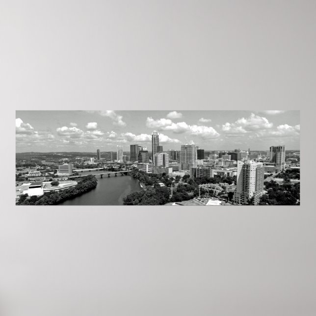 Min Austin Skyline BW Poster (Framsidan)