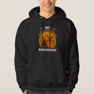 Min australiensiska terrier hund ridar shotgun hal hoodie