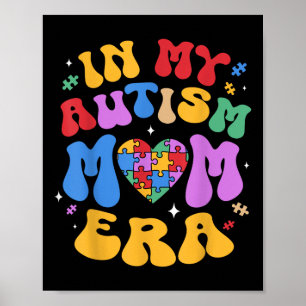 Min Autism Mamma Autism Awareness Groovy Retro Vin Poster